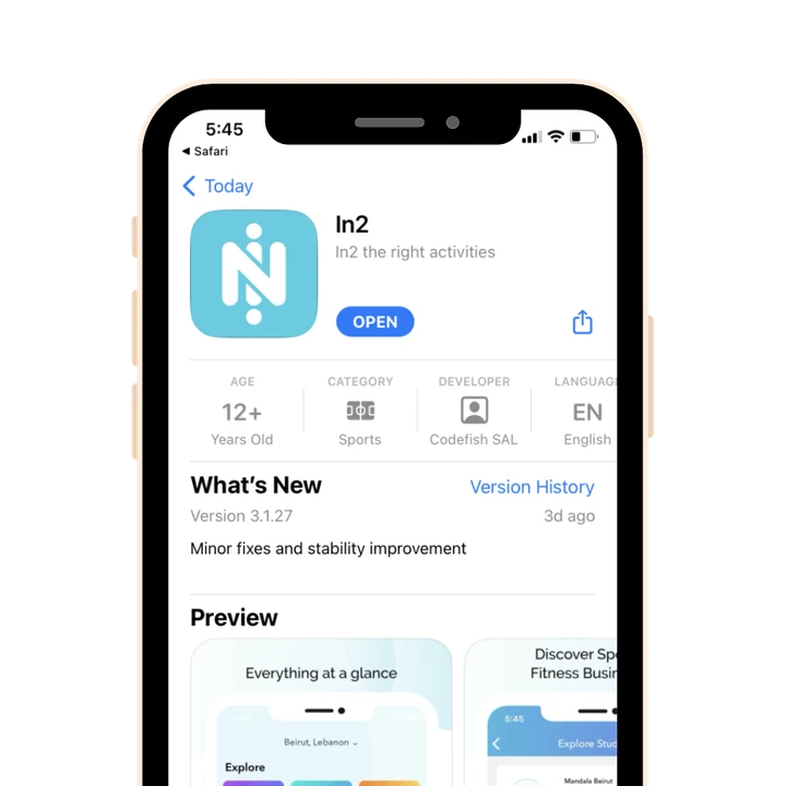 The IN2 app on the App Store